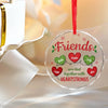 Friends Are Tied Together With Heartstrings - Bestie Personalized Custom Circle Glass Ornament - Christmas Gift For Best Friends, BFF, Sisters