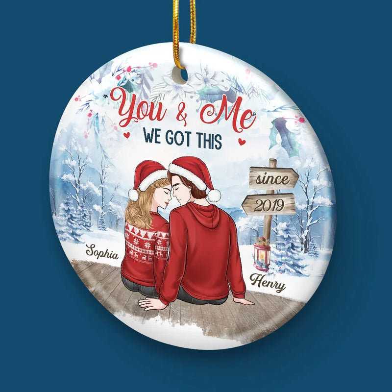 Our Love Shines Brighter Than Any Christmas Lights - Couple Personalized Custom Ornament - Ceramic Round Shaped - Christmas Gift For Husband Wife, Anniversary