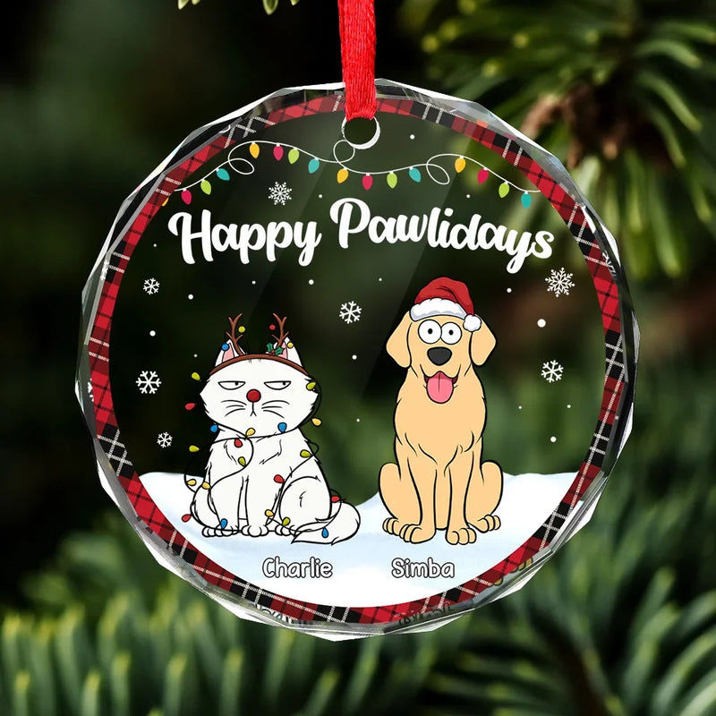 We Celebrate The Love Of Our Pets - Dog & Cat Personalized Custom Circle Glass Ornament - Christmas Gift For Pet Owners, Pet Lovers