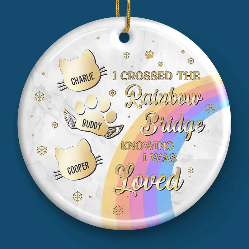 My Heart Carries You Across The Rainbow Bridge - Memorial Personalized Custom Ornament - Ceramic Round Shaped - Sympathy Gift, Christmas Gift For Pet Owners, Pet Lovers