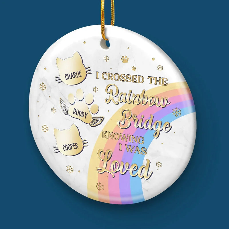 My Heart Carries You Across The Rainbow Bridge - Memorial Personalized Custom Ornament - Ceramic Round Shaped - Sympathy Gift, Christmas Gift For Pet Owners, Pet Lovers
