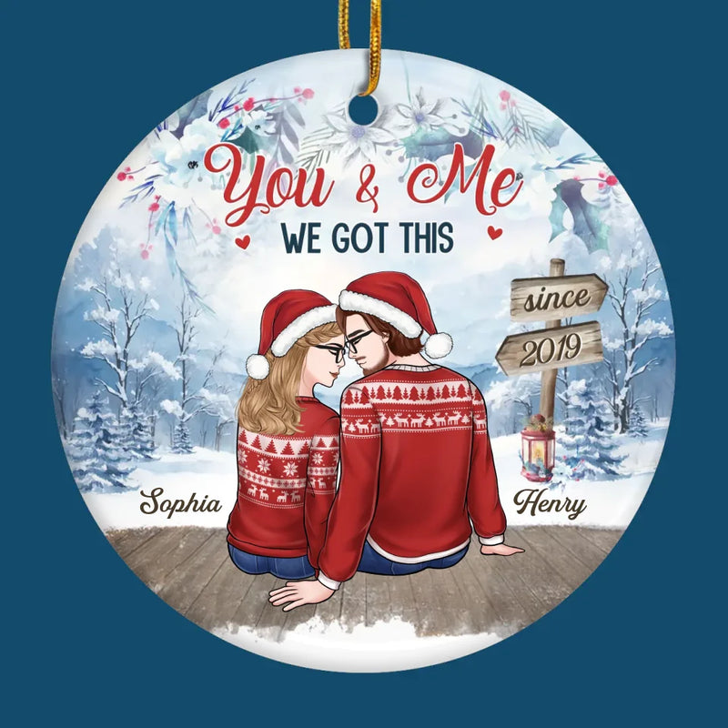 Our Love Shines Brighter Than Any Christmas Lights - Couple Personalized Custom Ornament - Ceramic Round Shaped - Christmas Gift For Husband Wife, Anniversary