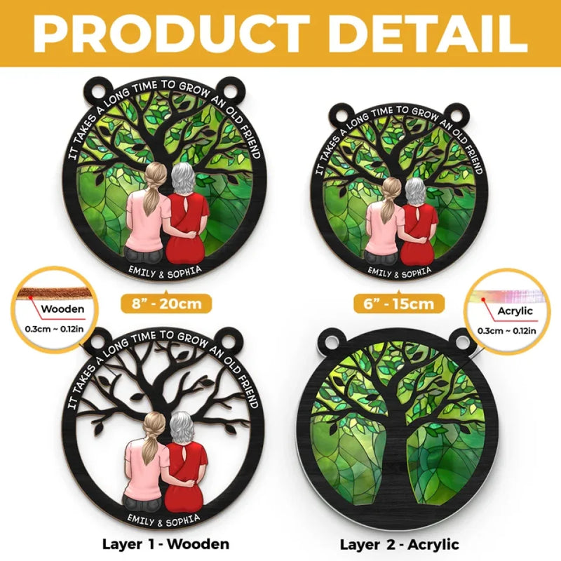 Finding An Old Friend Is Like Finding A Lost Treasure - Bestie Personalized Window Hanging Suncatcher Ornament - Gift For Best Friends, BFF, Sisters
