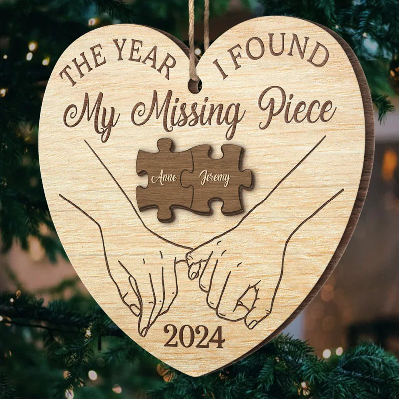 Christmas Love, Wrapped In Your Arms - Couple Personalized Custom Ornament - Wood Custom Shaped - Christmas Gift For Husband Wife, Anniversary