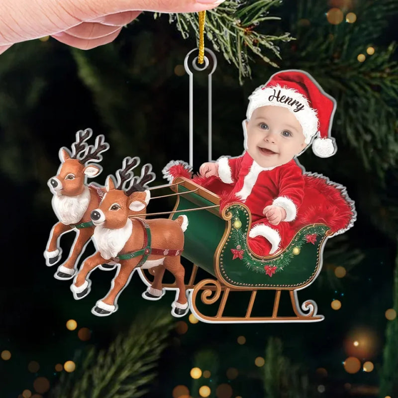 Custom Photo Tiny Claus Has Come To Bring Holiday Magic - Family Personalized Custom Ornament - Acrylic Custom Shaped - Christmas Gift For Baby Kids, Newborn Baby, First Christmas