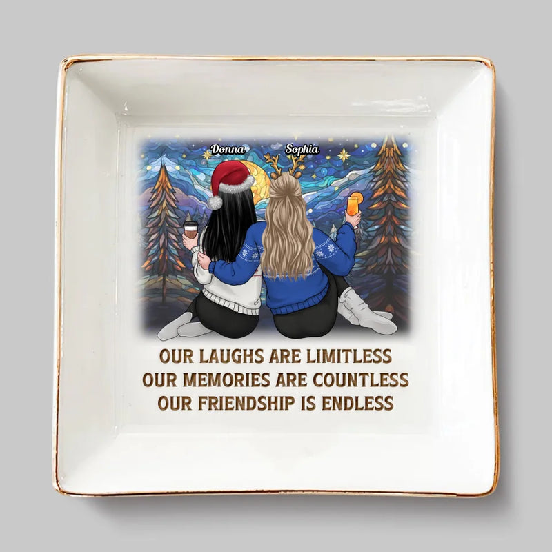 Jingle Ladies Rock - Bestie Personalized Custom Jewelry Dish - Christmas Gift For Best Friends, BFF, Sisters