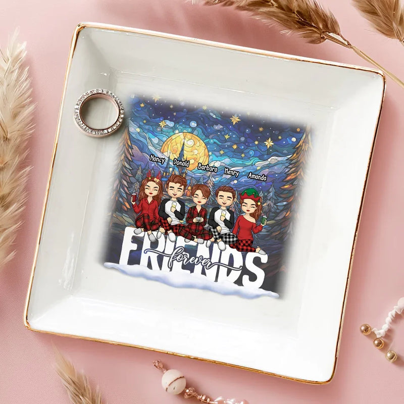 Friends Who Holiday Together Sleigh Together - Bestie Personalized Custom Jewelry Dish - Christmas Gift For Best Friends, BFF, Sisters
