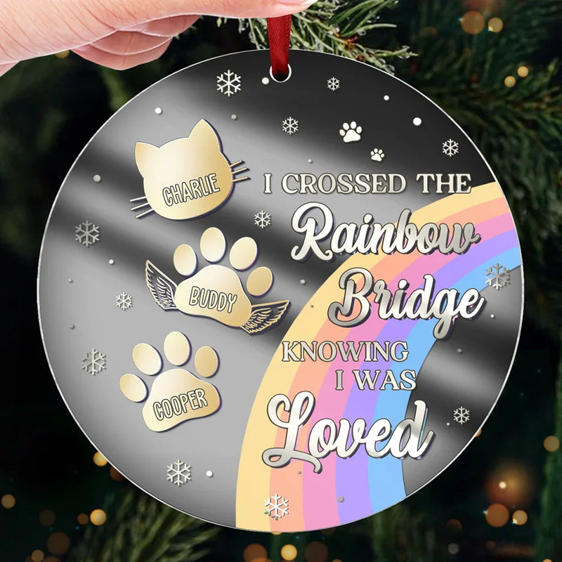 You Live On In My Heart, Beyond The Rainbow Bridge - Memorial Personalized Custom Mirrored Acrylic Ornament - Sympathy Gift, Christmas Gift For Pet Owners, Pet Lovers