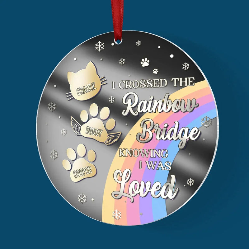 You Live On In My Heart, Beyond The Rainbow Bridge - Memorial Personalized Custom Mirrored Acrylic Ornament - Sympathy Gift, Christmas Gift For Pet Owners, Pet Lovers