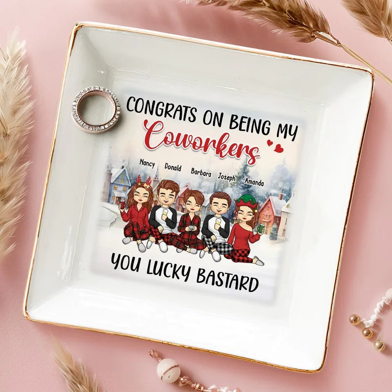 Happiness Is Working With Great People - Coworker Personalized Custom Jewelry Dish - Christmas Gift For Coworkers, Work Friends, Colleagues