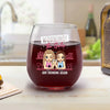 Warning The Girls Are Drinking Again - Bestie Personalized Custom Wine Glass - Gift For Best Friends, BFF, Sisters
