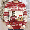 Sipping On A Beer And Snuggling With My Dog This Christmas - Dog Personalized Custom Ugly Sweatshirt - Unisex Wool Jumper - Christmas Gift For Pet Owners, Pet Lovers