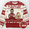 Sipping On A Beer And Snuggling With My Dog This Christmas - Dog Personalized Custom Ugly Sweatshirt - Unisex Wool Jumper - Christmas Gift For Pet Owners, Pet Lovers