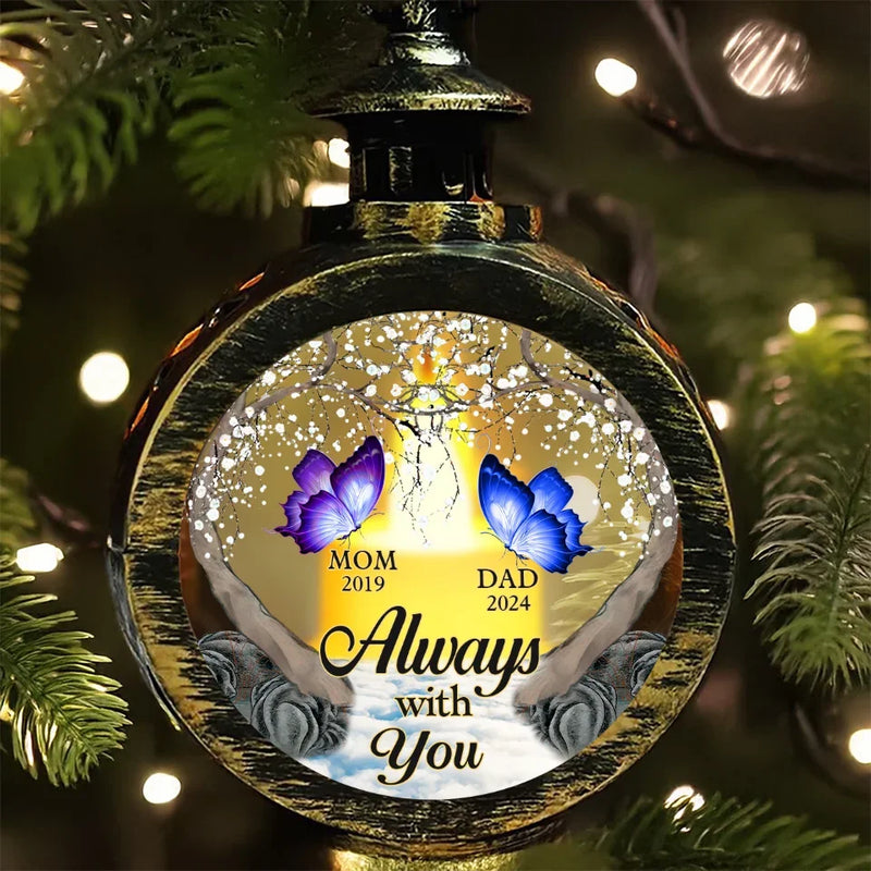 Custom Memorial Butterfly Remembrance Gifts - Personalized Candlelight Lantern Ornament