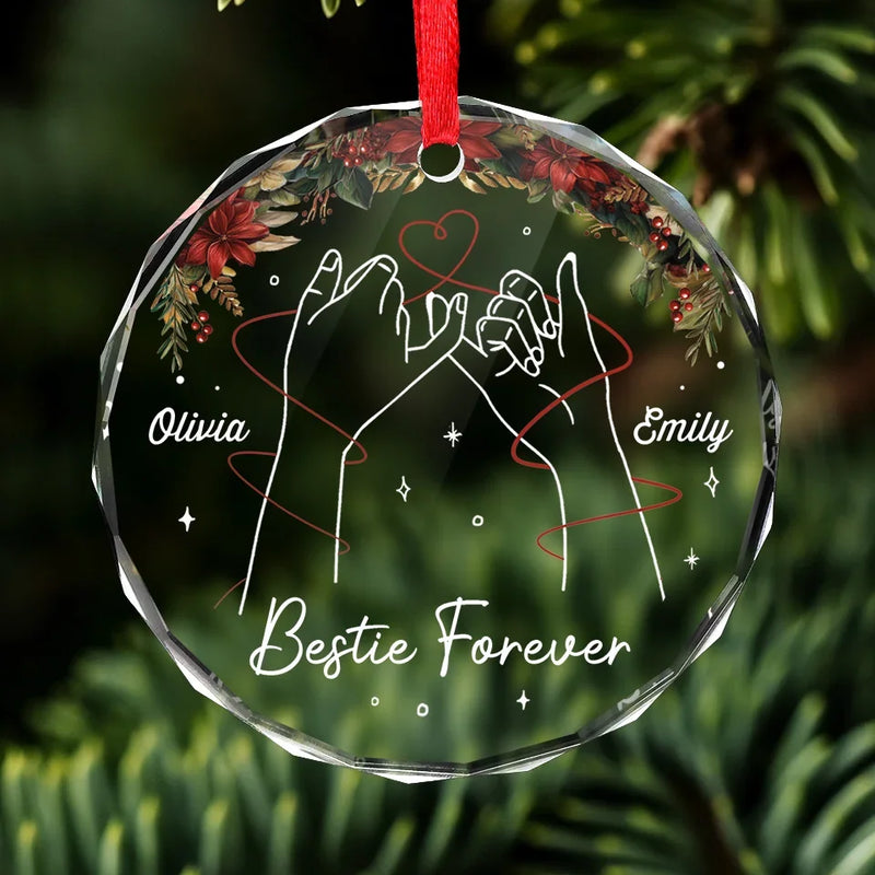 Life Is Better With You By My Side - Bestie Personalized Custom Circle Glass Ornament - Christmas Gift For Best Friends, BFF, Sisters