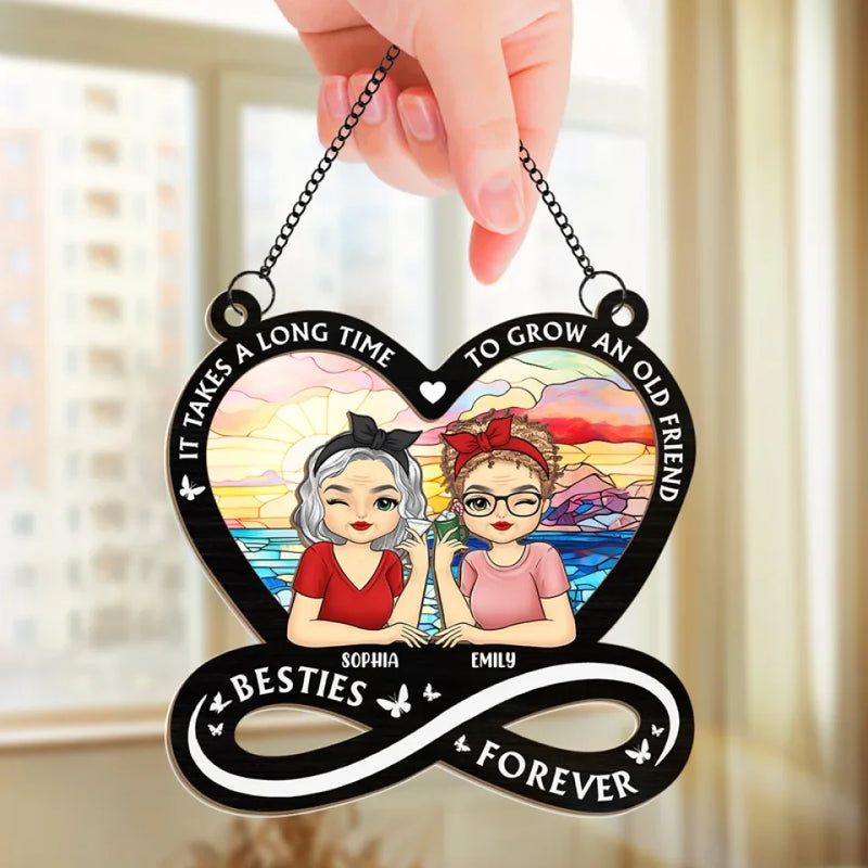 Friendship Is The Greatest Gift - Bestie Personalized Window Hanging Suncatcher Ornament - Gift For Best Friends, BFF, Sisters