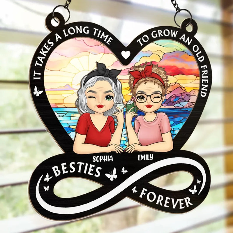 Friendship Is The Greatest Gift - Bestie Personalized Window Hanging Suncatcher Ornament - Gift For Best Friends, BFF, Sisters