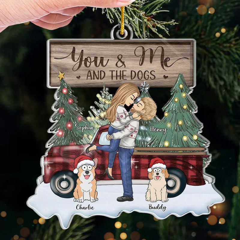 Thanks Fur The Christmas Memories - Couple Personalized Custom Ornament - Acrylic Custom Shaped - Christmas Gift For Husband Wife, Anniversary, Pet Owners, Pet Lovers