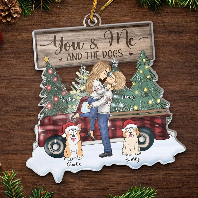 Thanks Fur The Christmas Memories - Couple Personalized Custom Ornament - Acrylic Custom Shaped - Christmas Gift For Husband Wife, Anniversary, Pet Owners, Pet Lovers