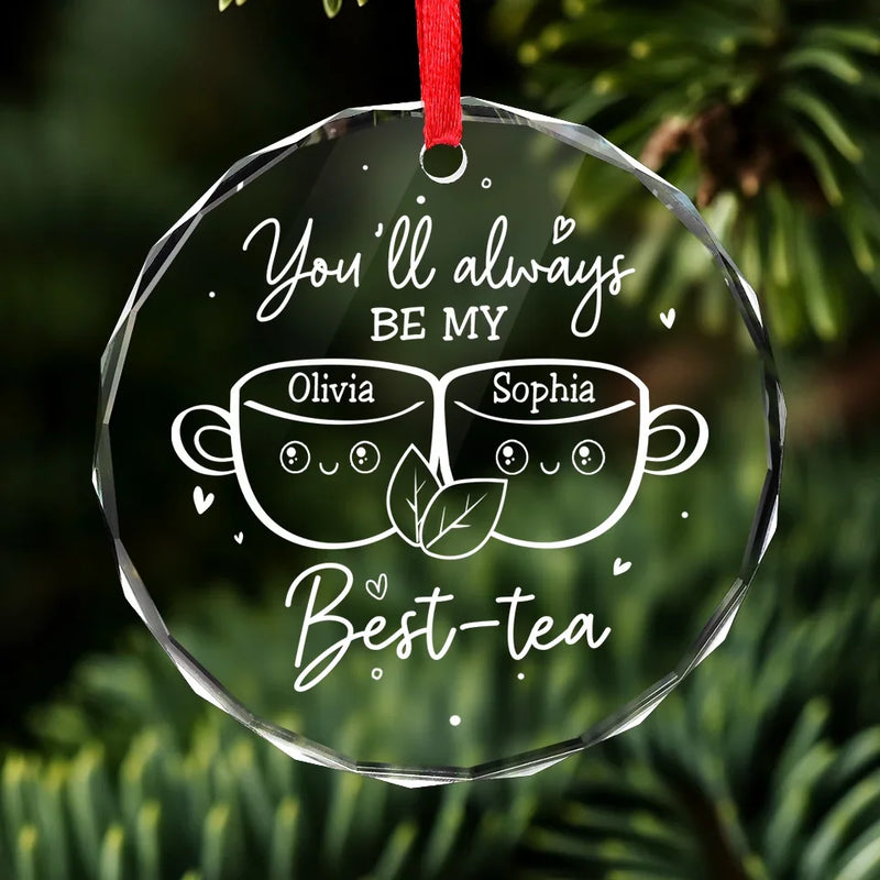 We Make The Perfect Blend, My Best-Tea - Bestie Personalized Custom Circle Glass Ornament - Christmas Gift For Best Friends, BFF, Sisters