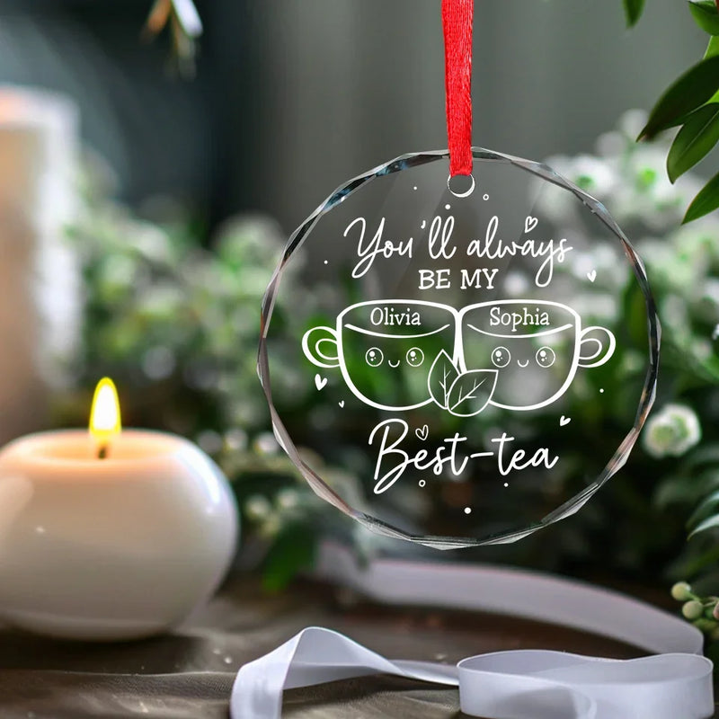 We Make The Perfect Blend, My Best-Tea - Bestie Personalized Custom Circle Glass Ornament - Christmas Gift For Best Friends, BFF, Sisters