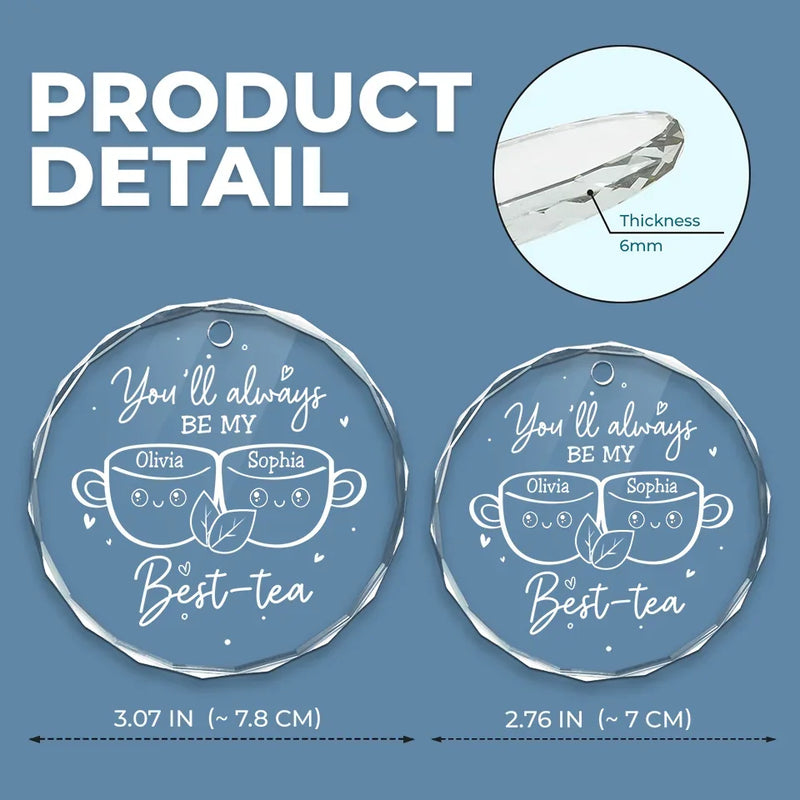 Custom Name Best-Tea Gifts for Best Friends - Personalized Glass Ornament