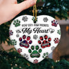You Left Paw Prints On My Heart - Memorial Personalized Custom 3D Inflated Effect Printed Ornament - Ceramic Heart Shaped - Sympathy Gift, Christmas Gift For Pet Owners, Pet Lovers