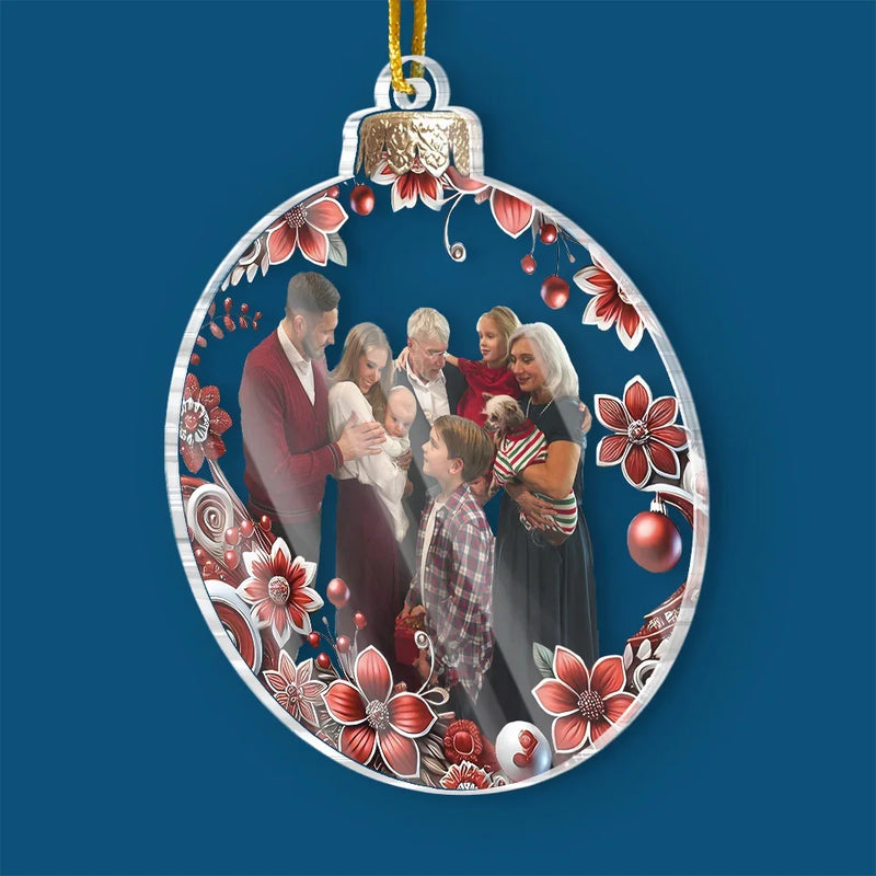 Custom Photo Heart Full Of Christmas Joy And Family Love - Family Personalized Custom Ornament - Acrylic Custom Shaped - Christmas Gift For Family Members