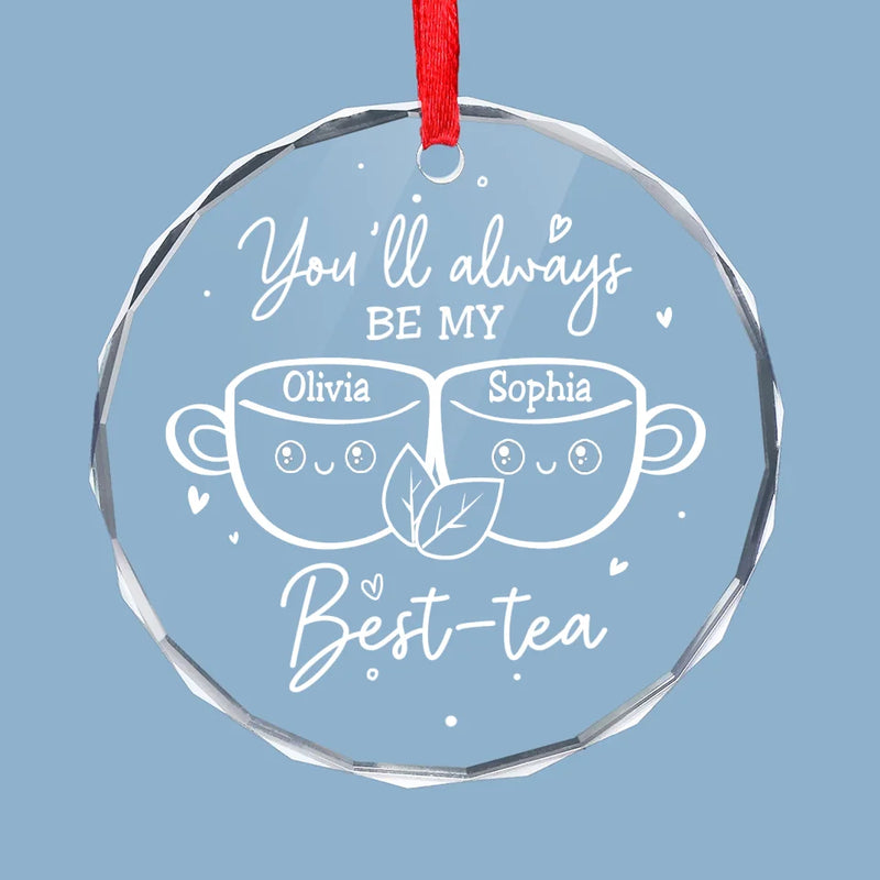 We Make The Perfect Blend, My Best-Tea - Bestie Personalized Custom Circle Glass Ornament - Christmas Gift For Best Friends, BFF, Sisters