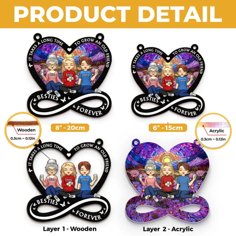 Friendship Is The Sweetest Gift Of All - Bestie Personalized Window Hanging Suncatcher Ornament - Gift For Best Friends, BFF, Sisters