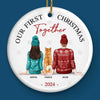 The Best Presents This Year - Couple Personalized Custom Ornament - Ceramic Round Shaped - Christmas Gift For Husband Wife, Anniversary, Pet Owners, Pet Lovers