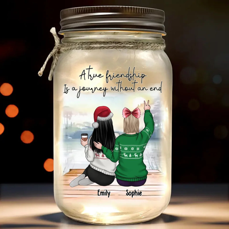 Custom Name Friendship Gifts for Best Friends - Personalized Mason Jar Light