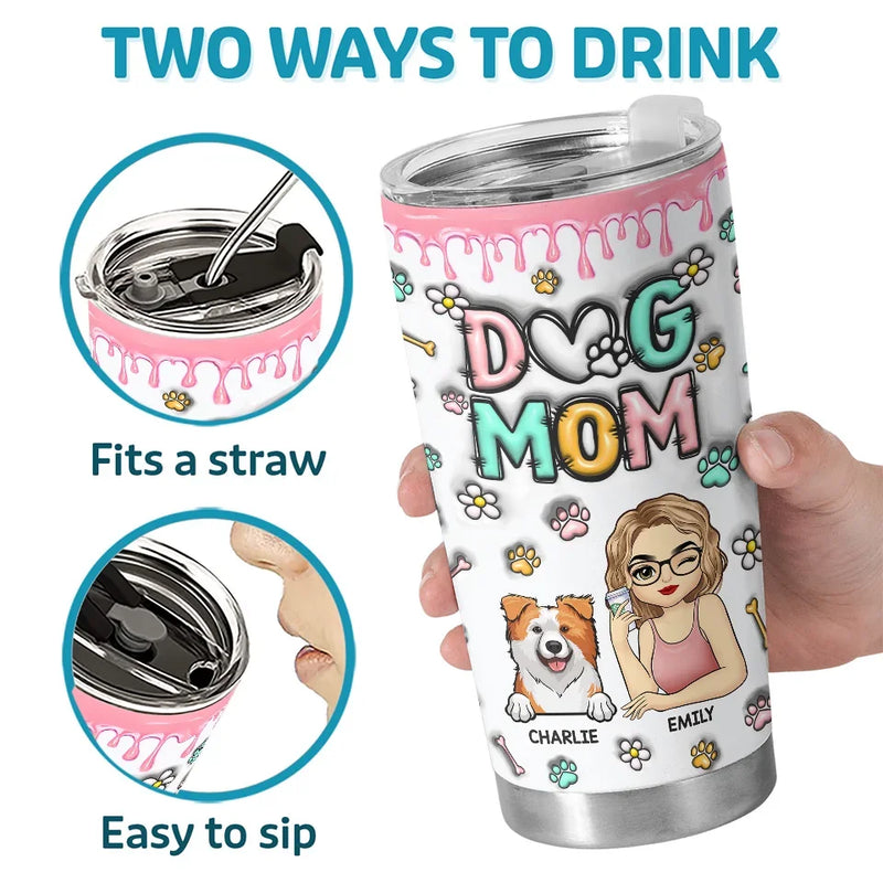 With You, I’m Never Alone - Dog Personalized Custom 3D Inflated Effect Printed Tumbler - Gift For Pet Owners, Pet Lovers