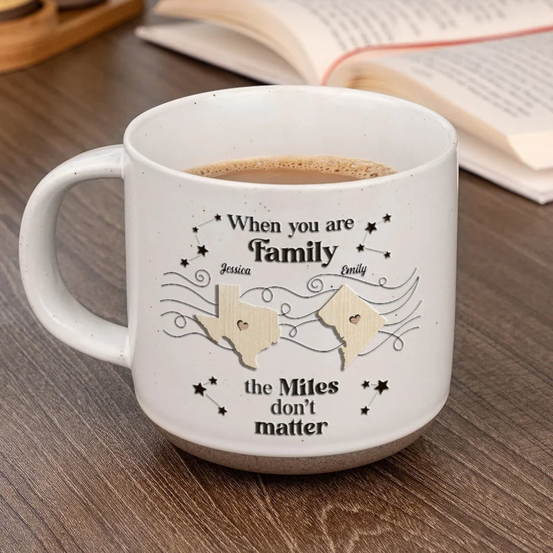 Family Is Not Defined By Distance, But By Love - Family Personalized Custom Printed Pottery Mug - Christmas Gift For Family Members