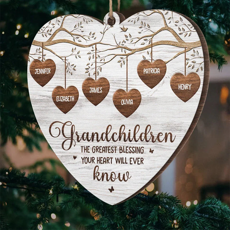 Grandma's Love Is Forever In Bloom - Family Personalized Custom Ornament - Wood Custom Shaped - Christmas Gift For Grandma