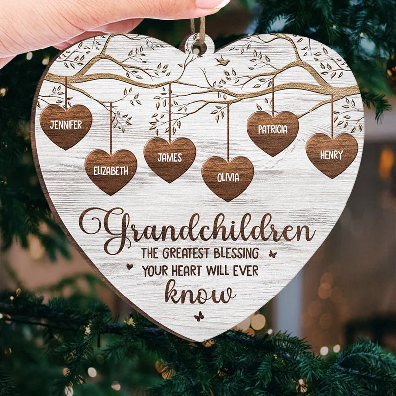 Grandma's Love Is Forever In Bloom - Family Personalized Custom Ornament - Wood Custom Shaped - Christmas Gift For Grandma
