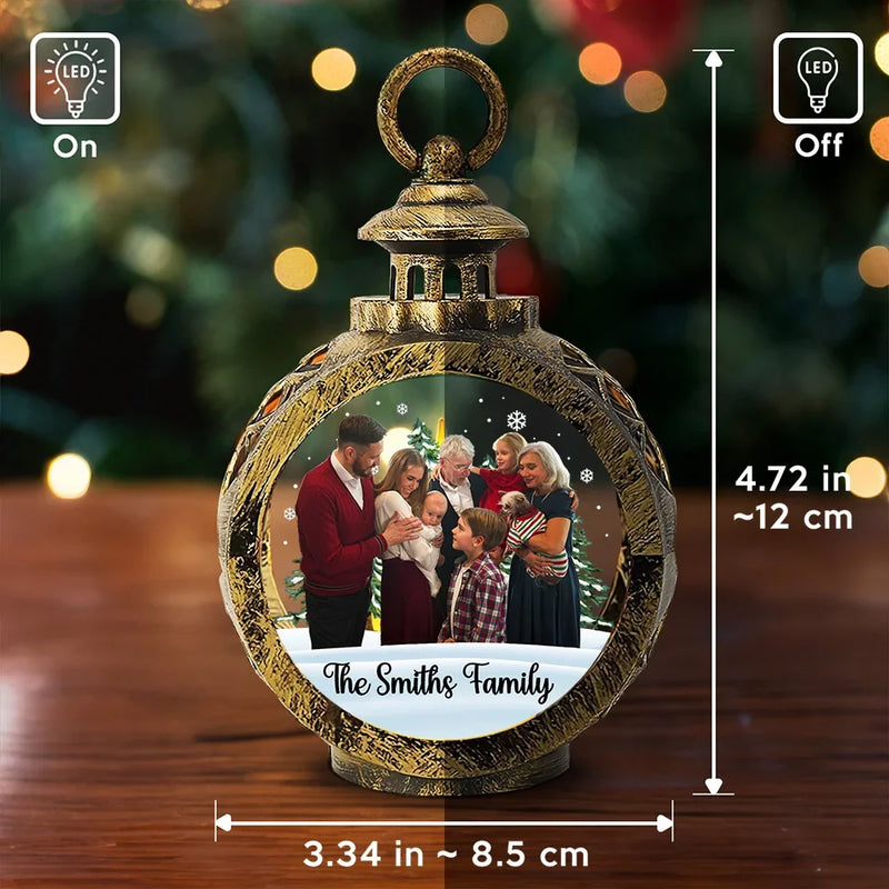 Custom Photo Home Is Where Our Story Begins - Family Personalized Custom Candlelight Lantern Ornament - Christmas Gift For Family Members