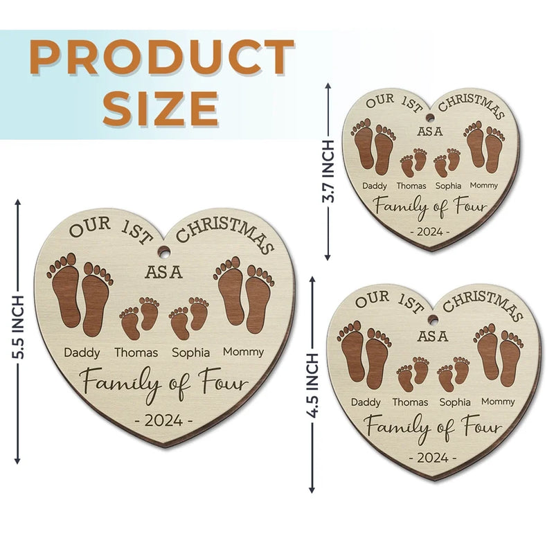 Our First Christmas As A Family - Family Personalized Custom Ornament - Wood Custom Shaped - New Arrival, Christmas Gift For Family Members AMZ