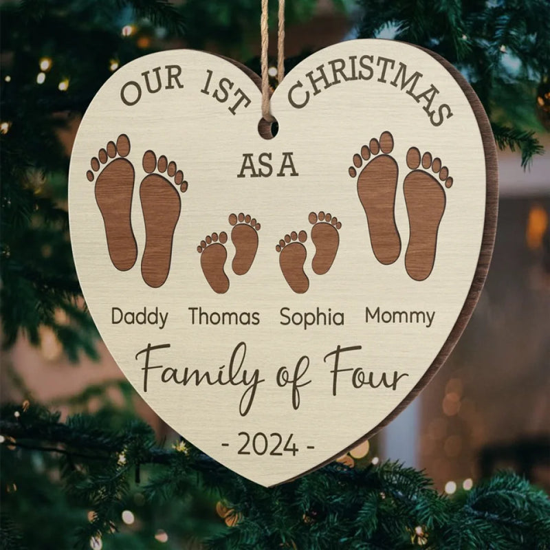 Our First Christmas As A Family - Family Personalized Custom Ornament - Wood Custom Shaped - New Arrival, Christmas Gift For Family Members AMZ