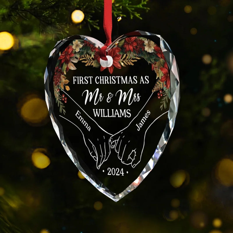 The Only Gift I Want This Year Is Your Presence - Couple Personalized Custom Heart Glass Ornament - New Arrival, Christmas Gift For Husband Wife, Anniversary, First Christmas AMZ