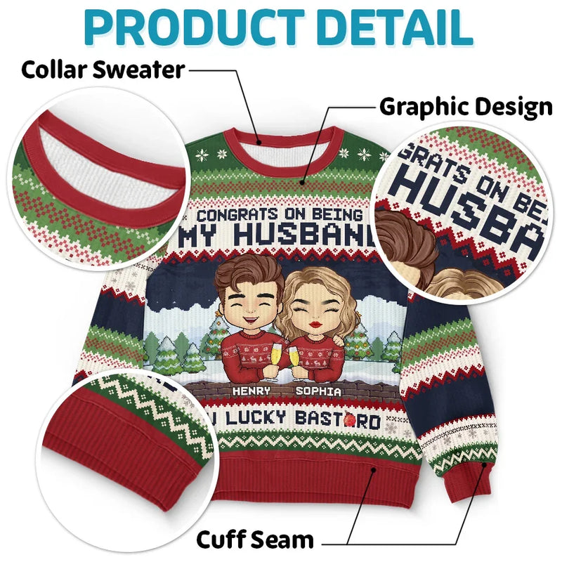 Sips And Smiles With You - Couple Personalized Custom Ugly Sweatshirt - Unisex Wool Jumper - Christmas Gift For Husband Wife, Anniversary