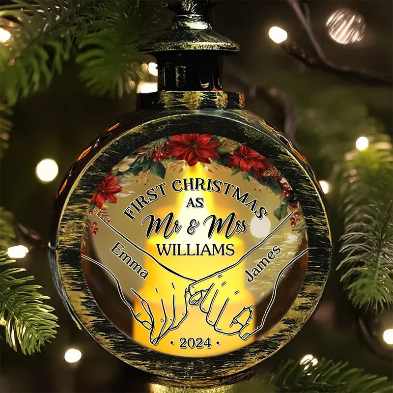 The Best Gift Is Sharing Our First Christmas As A Couple - Couple Personalized Custom Candlelight Lantern Ornament - Christmas Gift For Husband Wife, Anniversary, First Christmas