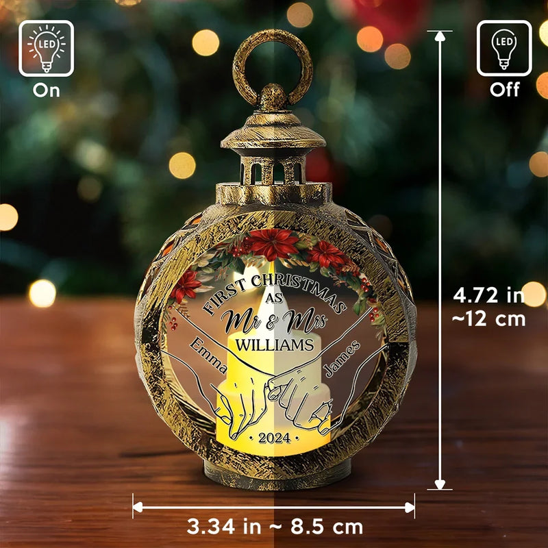 The Best Gift Is Sharing Our First Christmas As A Couple - Couple Personalized Custom Candlelight Lantern Ornament - Christmas Gift For Husband Wife, Anniversary, First Christmas