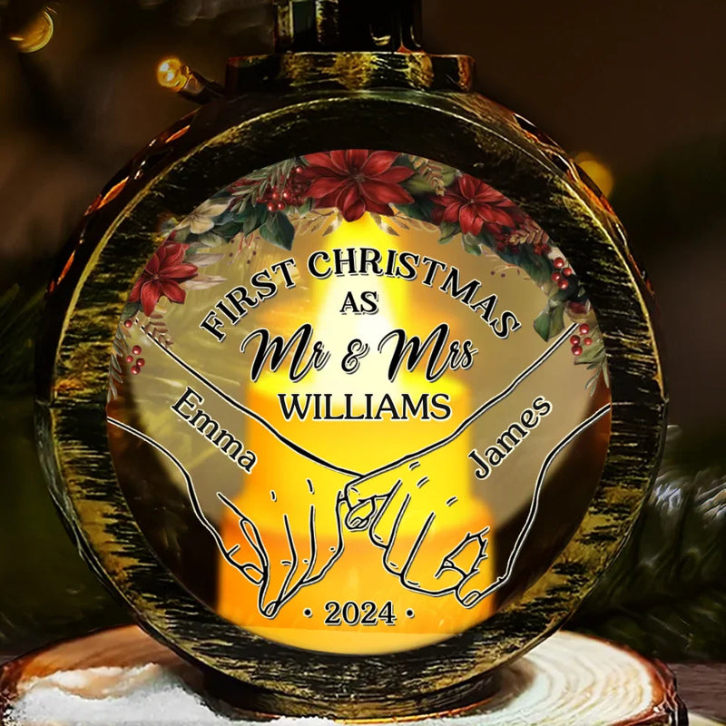 The Best Gift Is Sharing Our First Christmas As A Couple - Couple Personalized Custom Candlelight Lantern Ornament - Christmas Gift For Husband Wife, Anniversary, First Christmas