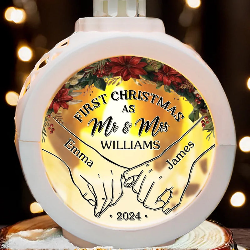 The Best Gift Is Sharing Our First Christmas As A Couple - Couple Personalized Custom Candlelight Lantern Ornament - Christmas Gift For Husband Wife, Anniversary, First Christmas