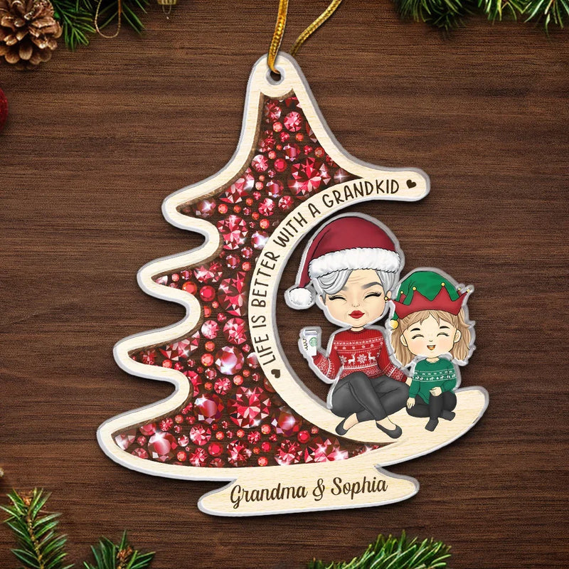 A Grandchild Is The Tinsel On The Christmas Tree Of Life - Family Personalized Custom Ornament - Acrylic Custom Shaped - Christmas Gift For Grandma, Grandkid