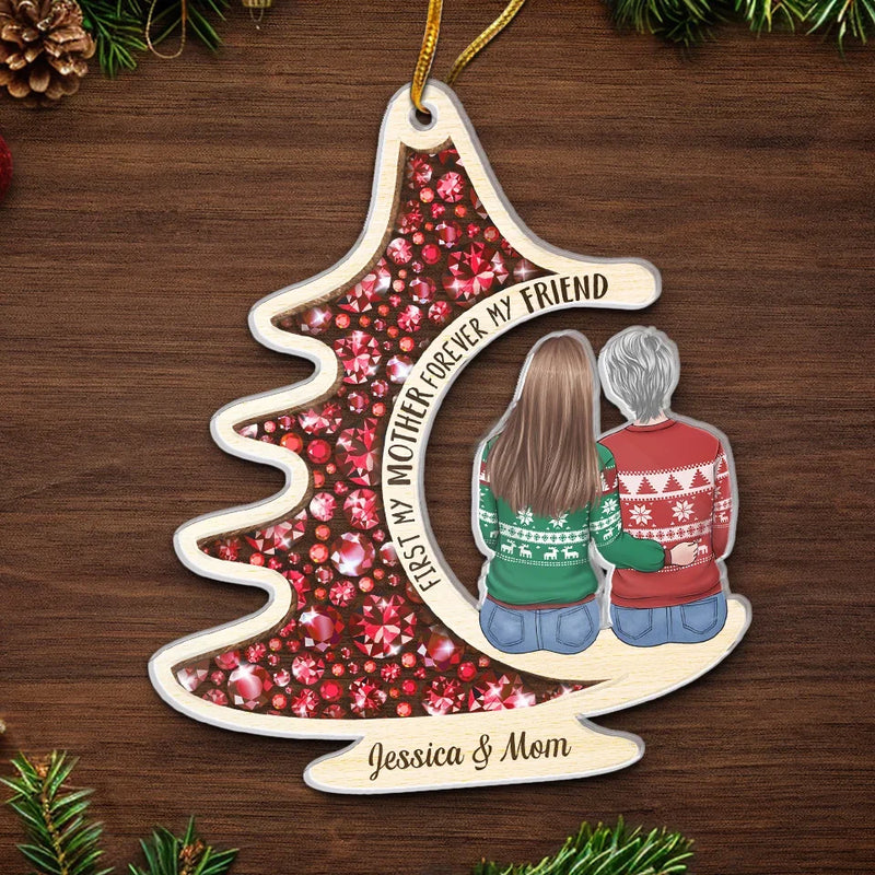 First My Daughter Forever My Friend  - Family Personalized Custom Ornament - Acrylic Custom Shaped - Christmas Gift For Mom, Daughter