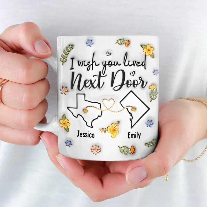 Long Distance Far Away, But Never Too Far To Care - Bestie Personalized Custom 3D Inflated Effect Printed Mug - Gift For Best Friends, BFF, Sisters
