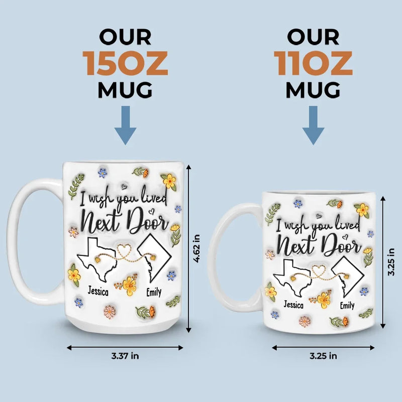 Long Distance Far Away, But Never Too Far To Care - Bestie Personalized Custom 3D Inflated Effect Printed Mug - Gift For Best Friends, BFF, Sisters