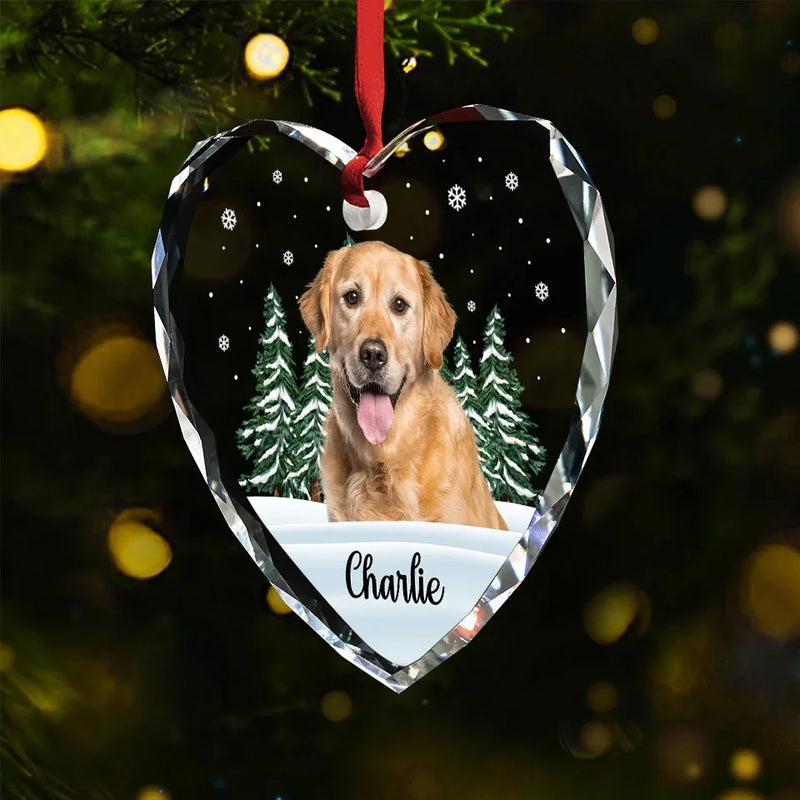 Custom Photo Forever In My Heart - Memorial Personalized Custom Heart Glass Ornament - Sympathy Gift, Christmas Gift For Pet Owners, Pet Lovers